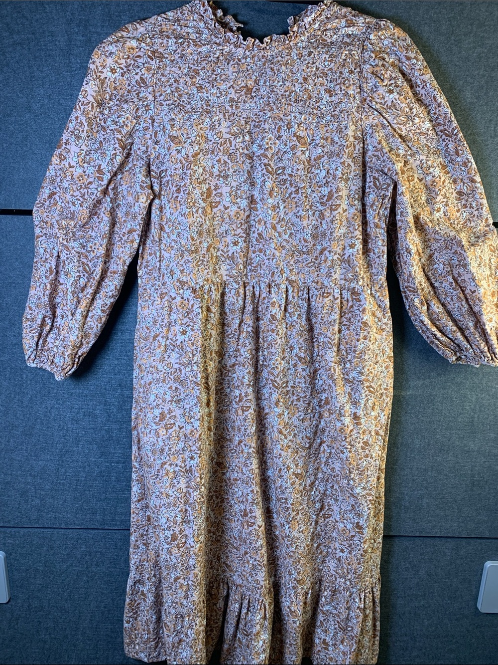 Universal Thread Pink Rust Floral Long Sleeve Midi Dress